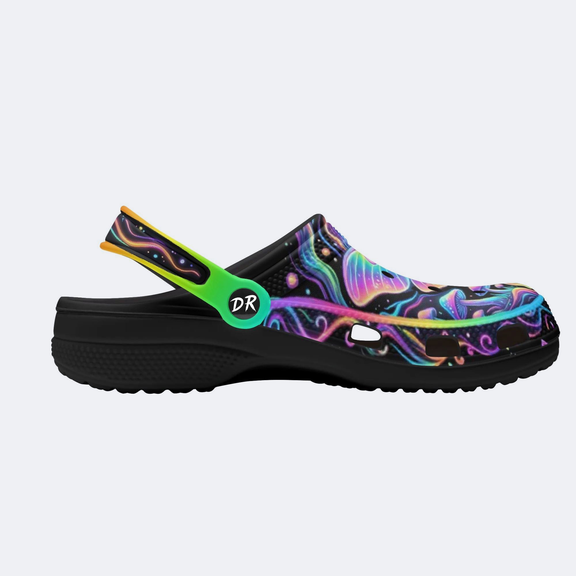 Cosmic Psychedelic Moth Print Fleece-Lined Clogs