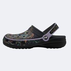 Vintage Psychedelic Moth Mushroom Wreath Print Fleece-Lined Clogs