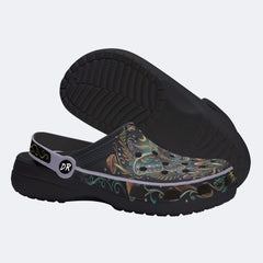 Vintage Psychedelic Moth Mushroom Wreath Print Clogs