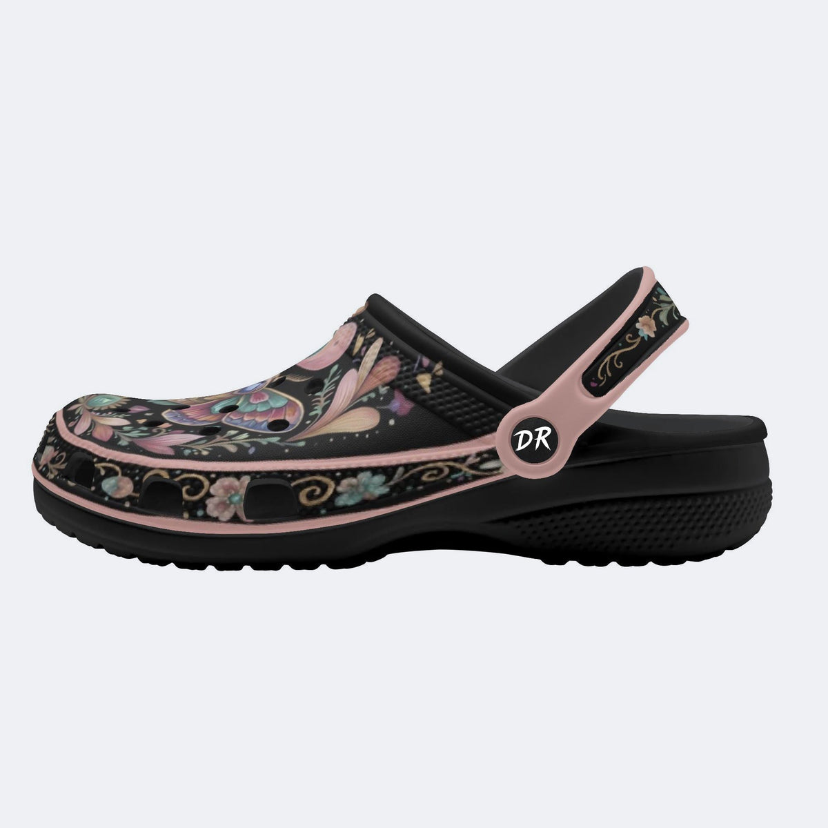 Dreamy Psychedelic Romantic Moth Print Clogs