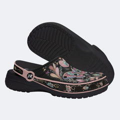 Dreamy Psychedelic Romantic Moth Print Clogs