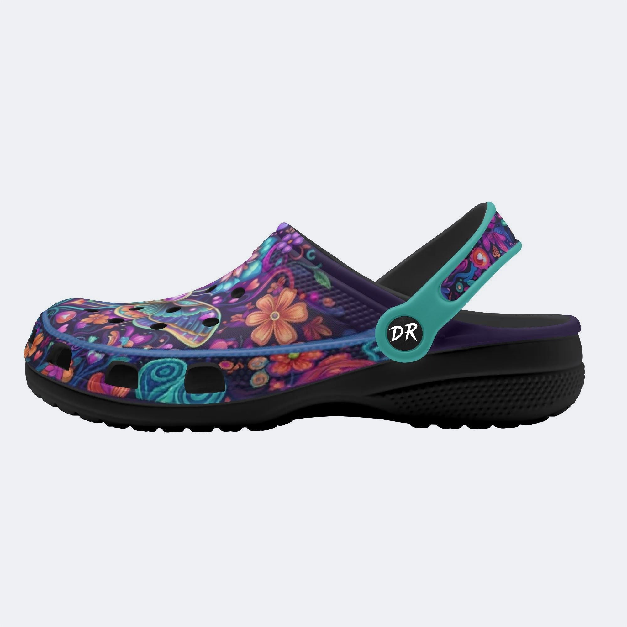 Cosmic Psychedelic Moth Wreath Print Fleece-Lined Clogs