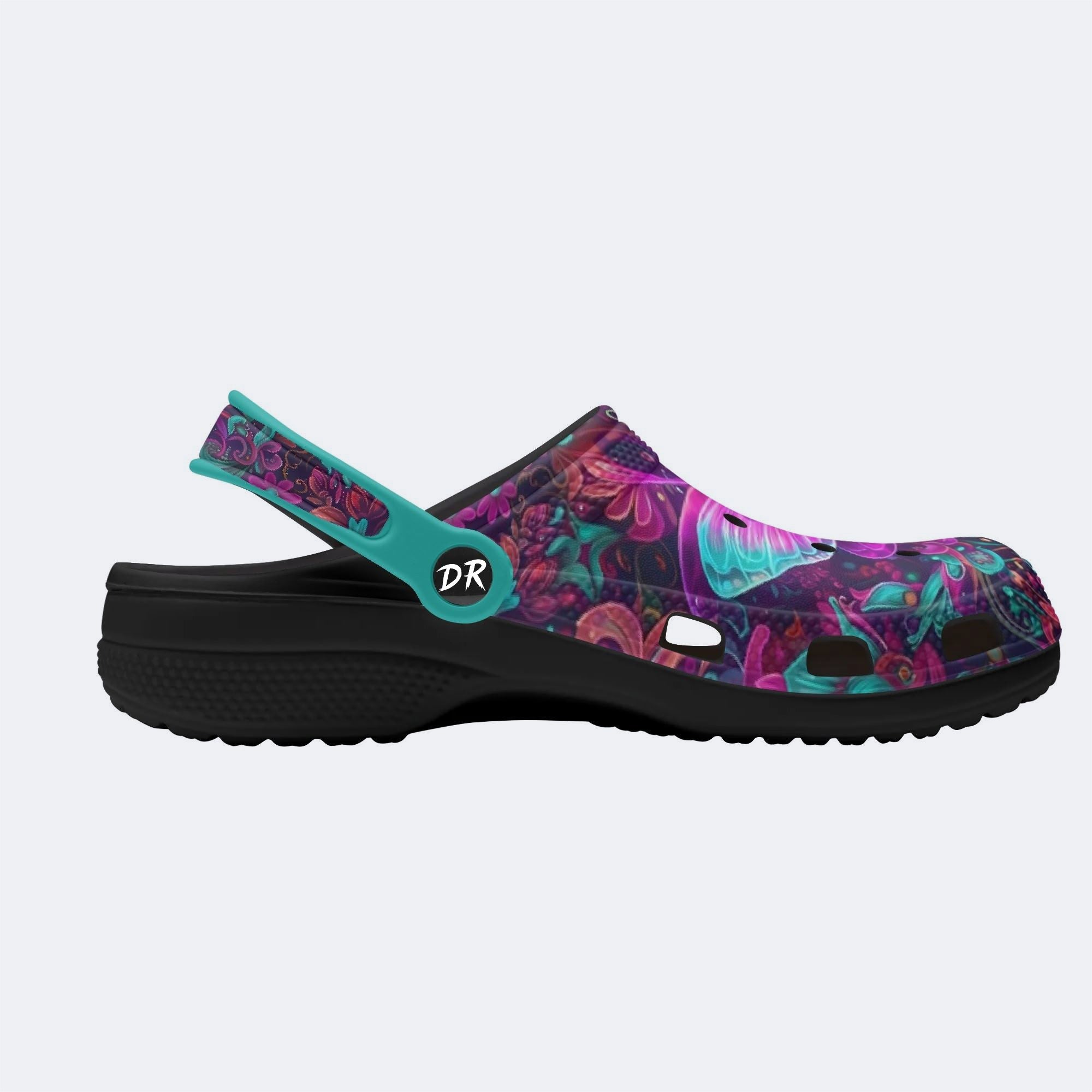 Cosmic Psychedelic Moth Wreath Print Fleece-Lined Clogs