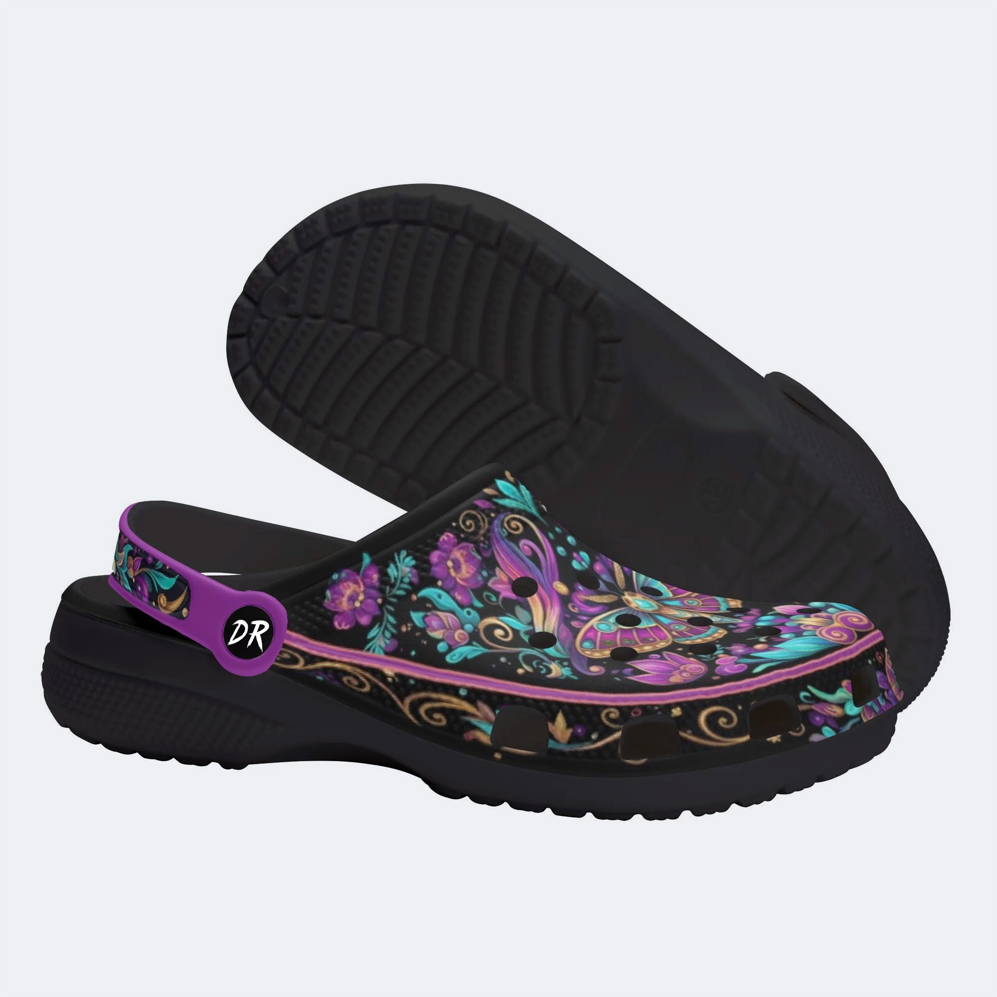 Iridescent Jewel Moth Print Clogs