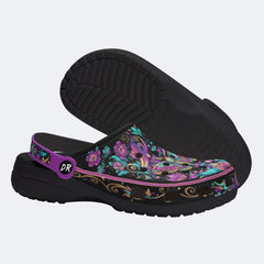 Iridescent Jewel Moth Print Clogs