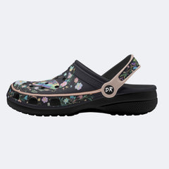 Jewel Moth Wreath Print Fleece-Lined Clogs