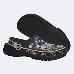 Jewel Moth Wreath Print Clogs