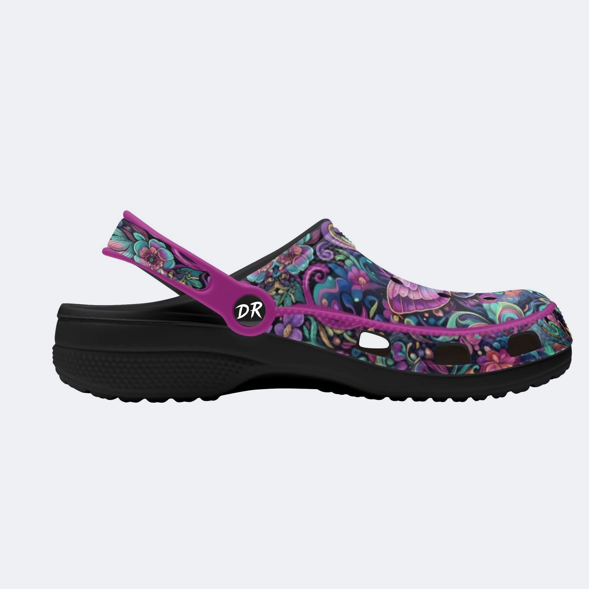 Aurora Romantic Moth Wreath Print Clogs