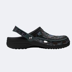 Dark Gothic Moth Wreath Print Clogs