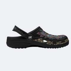 Dark Gothic Moth Wreath Print Clogs