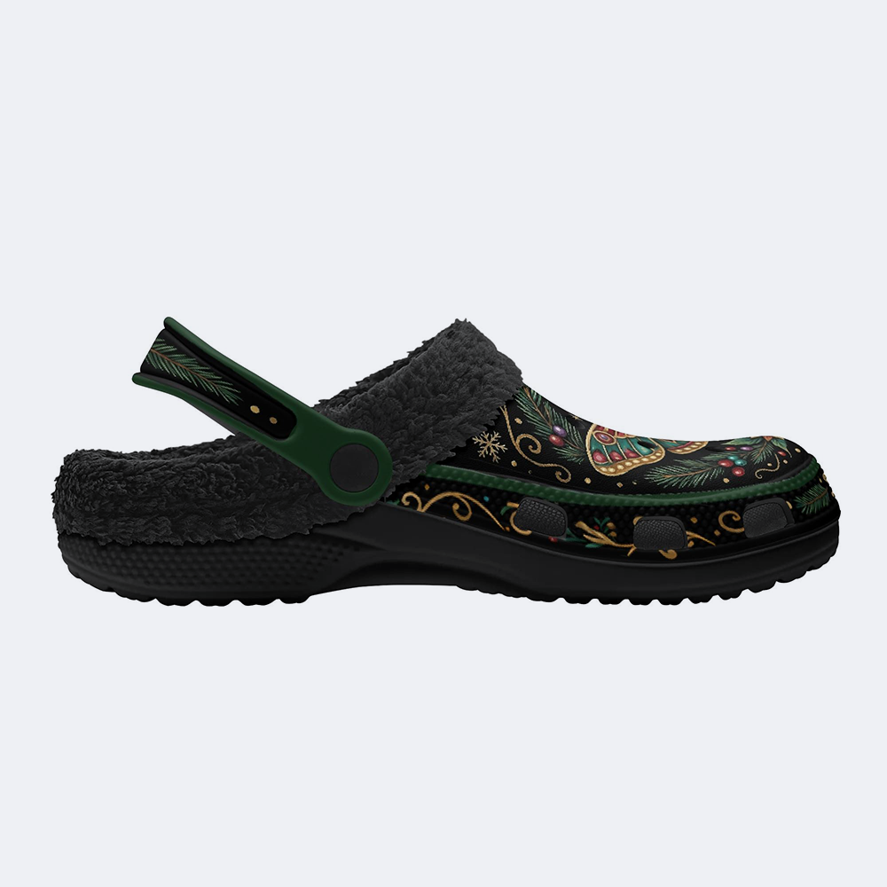 Jewel Moth Vintage Wreath Print Fleece-Lined Clogs
