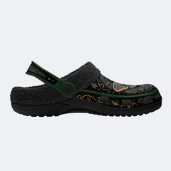 Jewel Moth Vintage Wreath Print Fleece-Lined Clogs