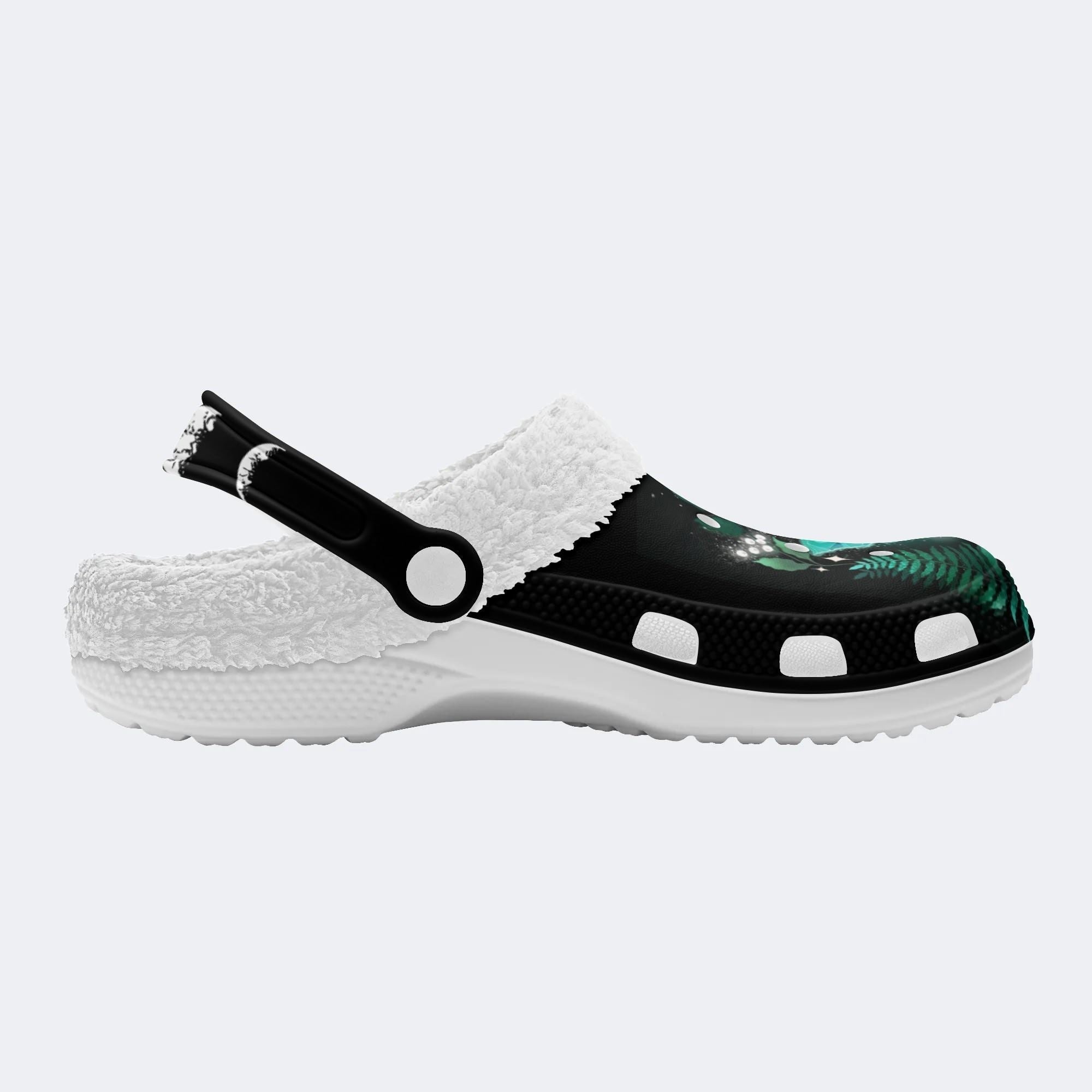 Night Sky Mushroom Butterfly Print - Fur Lined Slippers/Sandals